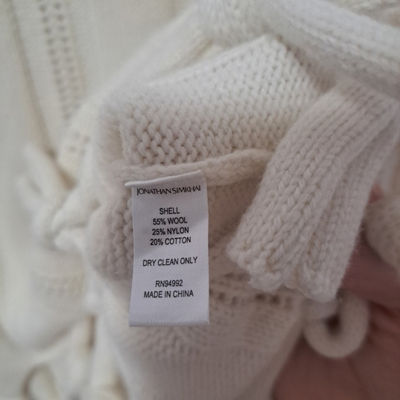 Jonathan Simkhai Josephine tassel turtleneck sweater white small NWOT - Picture 7 of 8